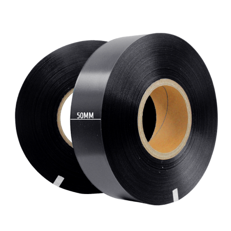 Текстильная лента, сатин (PS773C Black satin) 50мм х 200м, чёрный